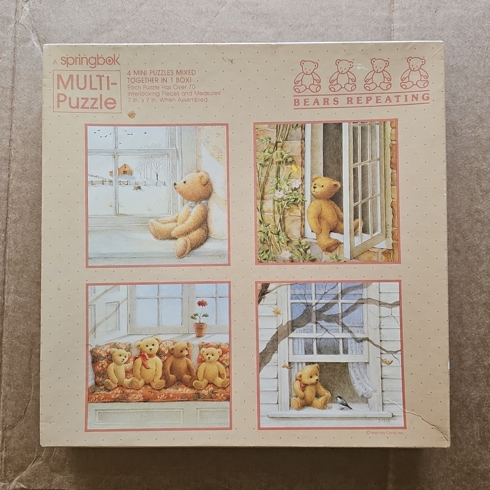 Springbok Multi-puzzle "Bears Repeating" Vintage Hallmark 280 Complete 7"x7"
